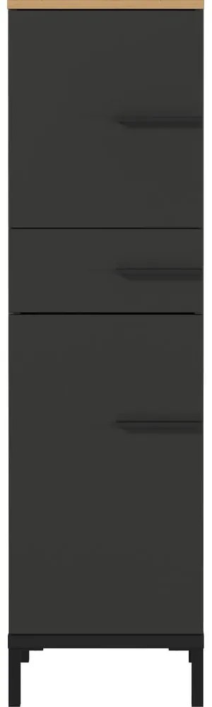 Тъмно сив шкаф за баня в дъбов декор 34x123 cm Yonkers - Germania