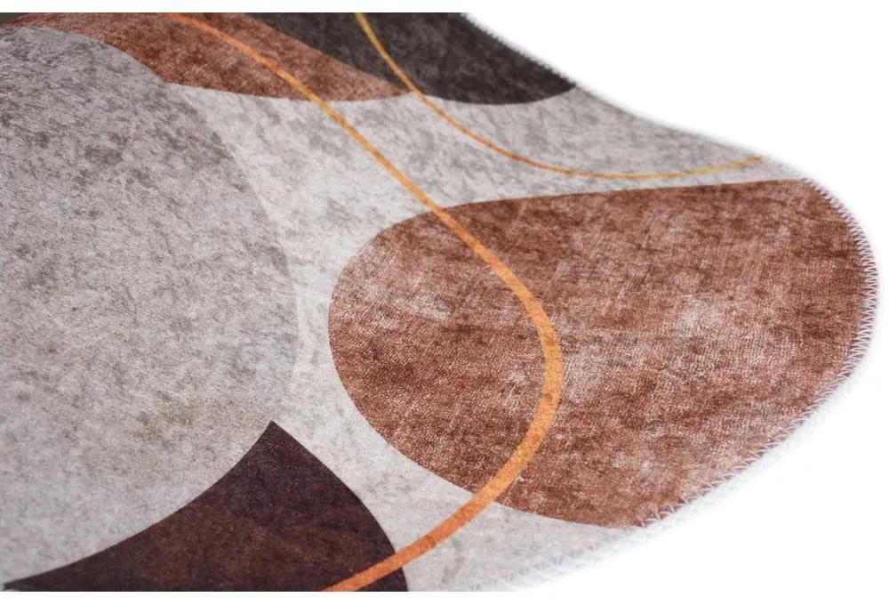Миещ се килим в кафяво и кремаво 80x120 cm Oval - Vitaus