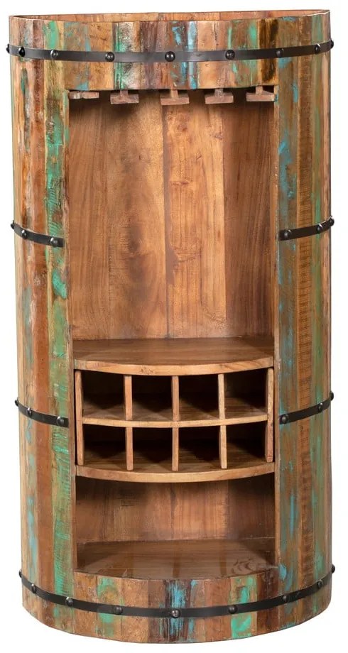 Шкаф за вино от рециклирано дърво за 8 броя бутилки в естествен цвят 60x115 cm Kaveri – Interia Home &amp; Living