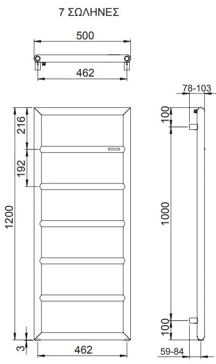 Релса за кърпи с отопление Tempo-Хром-120 x 50 cm.