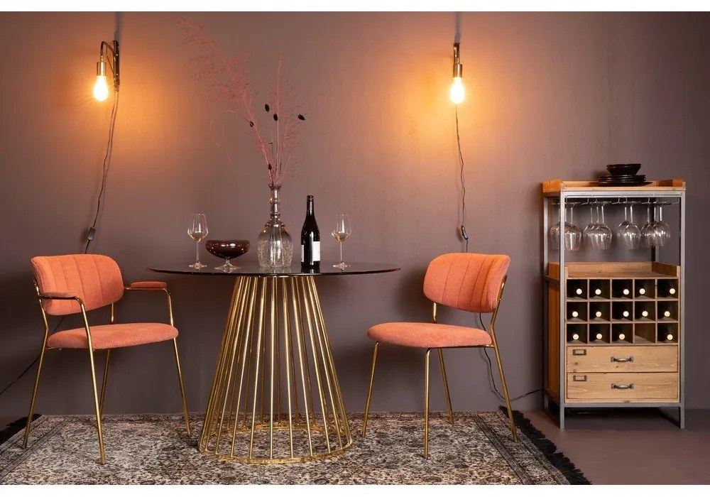 Кръгла маса за хранене със стъклен плот ø 104 cm Floris - White Label