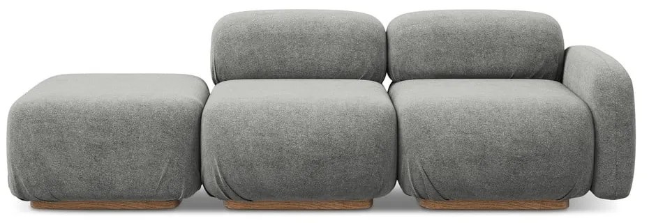 Сив модулна лежанка от букле (ляв ъгъл) Ailani – Makamii