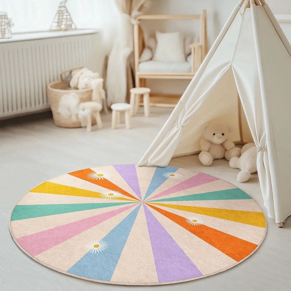 Детски килим подходящ за пране ø150 cm Rainbow Daisy – Mila Home