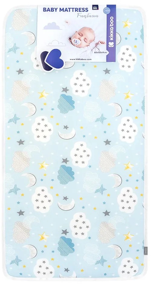 KIKKA BOO Матрак FANTASIA 60/120/9 см CLOUDS BLUE