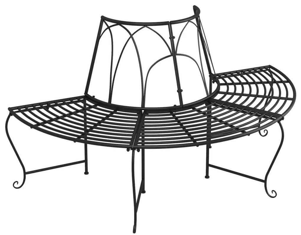 3095717 vidaXL Пейки за около дърво полукръг, 2 бр, Ø159 см, черни, стомана