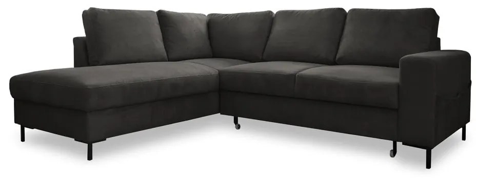 Тъмносив разтегателен ъглов диван от рипсено кадифе (ляв ъгъл) Lofty Lilly – Miuform