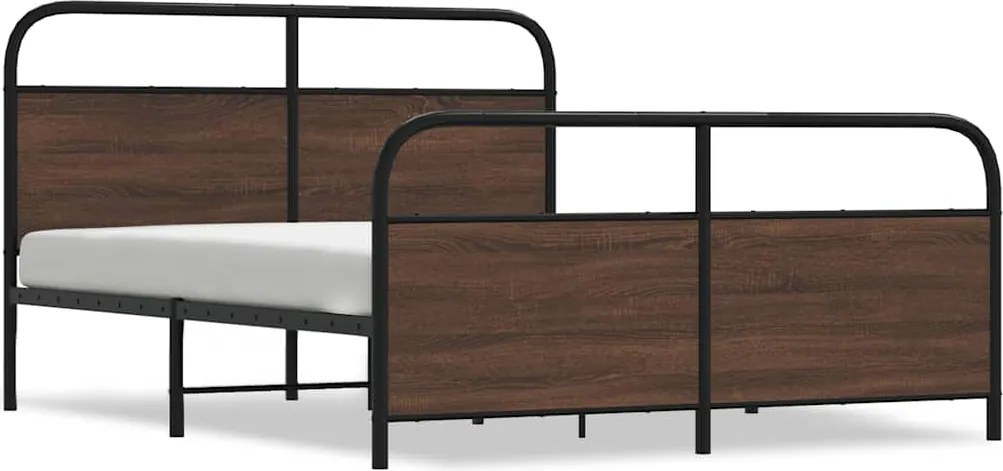 3318664 vidaXL Метална рамка за легло, без матрак, кафяв дъб, 160x200 см