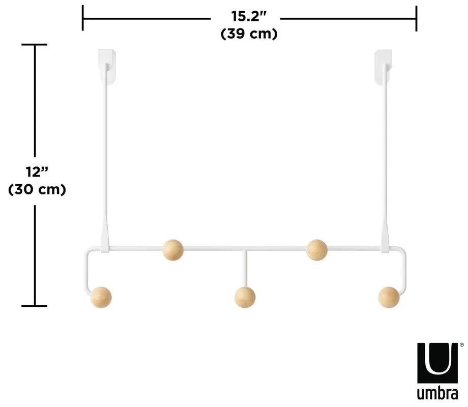 Бяла метална закачалка за врата 39 cm Estique - Umbra