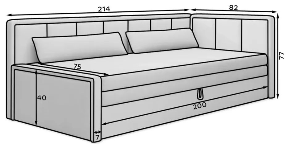 Тъмносив шенилов сгъваем/с място за съхранение диван 214 cm Fulgeo – ELTAP