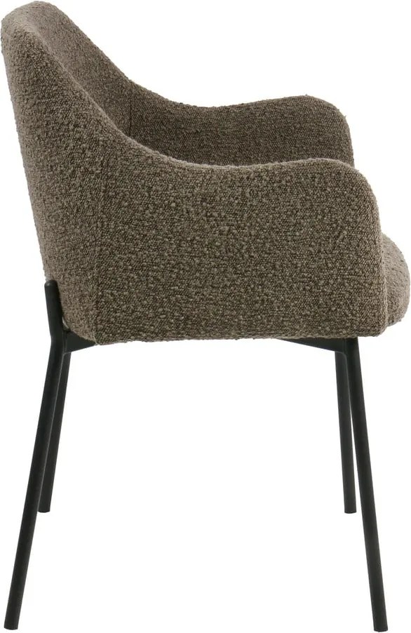 Кафяв тапициран трапезен стол с подлакътници Melilla – House Nordic