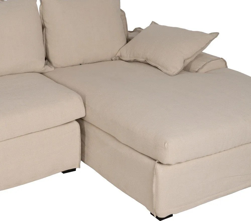 Кремав ленен ъглов диван (десен ъгъл) – Ixia