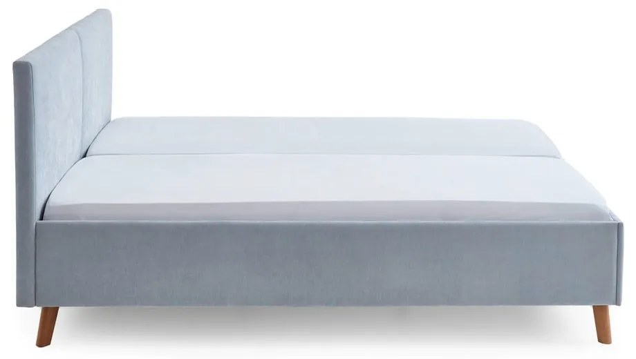 Светлосиньо двойно легло 160x200 cm тапицирано с включена подматрачна рамка Piano – Meise Möbel