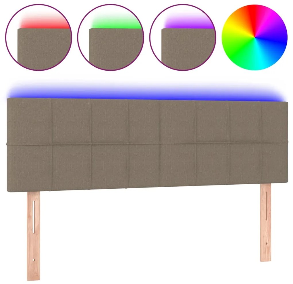 3121614 vidaXL LED горна табла за легло, таупе, 144x5x78/88 см, плат