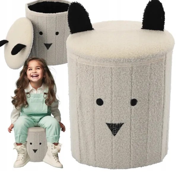 Симпатичен детски сгъваем пуф с място за съхранение розова