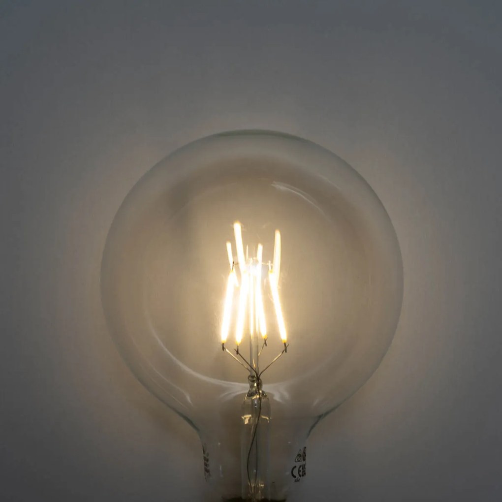 Комплект от 5 E27 3-степенна димируема LED спирална филаментна крушка G125 4W 450lm 3000K