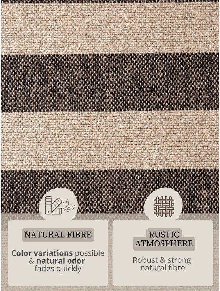 Черна/кремава двустранна/ръчно изработена ютена пътека 80x200 cm Playa – Hanse Home