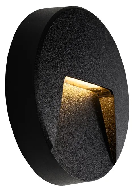 Комплект от 2 външни кръгли черни стенни лампи с LED IP65 - Gem
