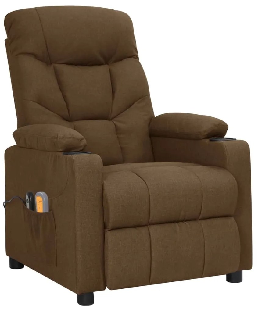 3098831 vidaXL Електрически масажен стол, кафяв, текстил