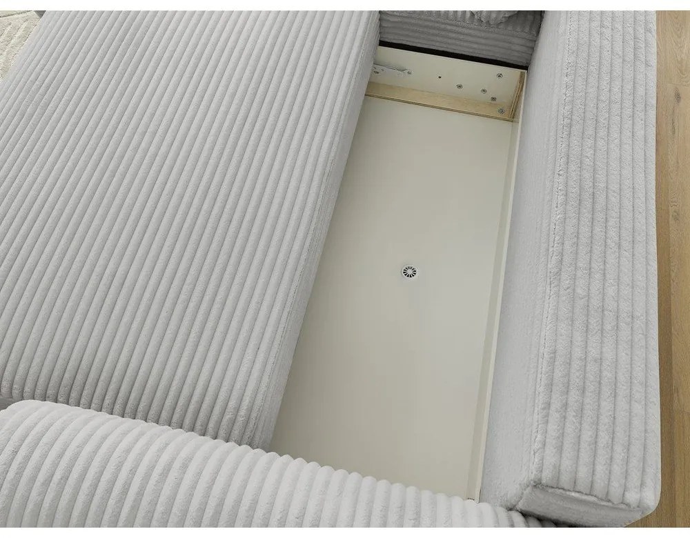 Светлосив разтегателен ъглов диван от рипсено кадифе (ляв ъгъл) Lucien – Bobochic Paris