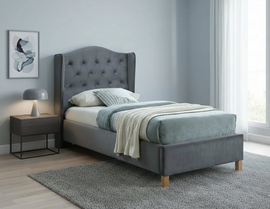 Легло Aspen Velvet-Сив 90x200