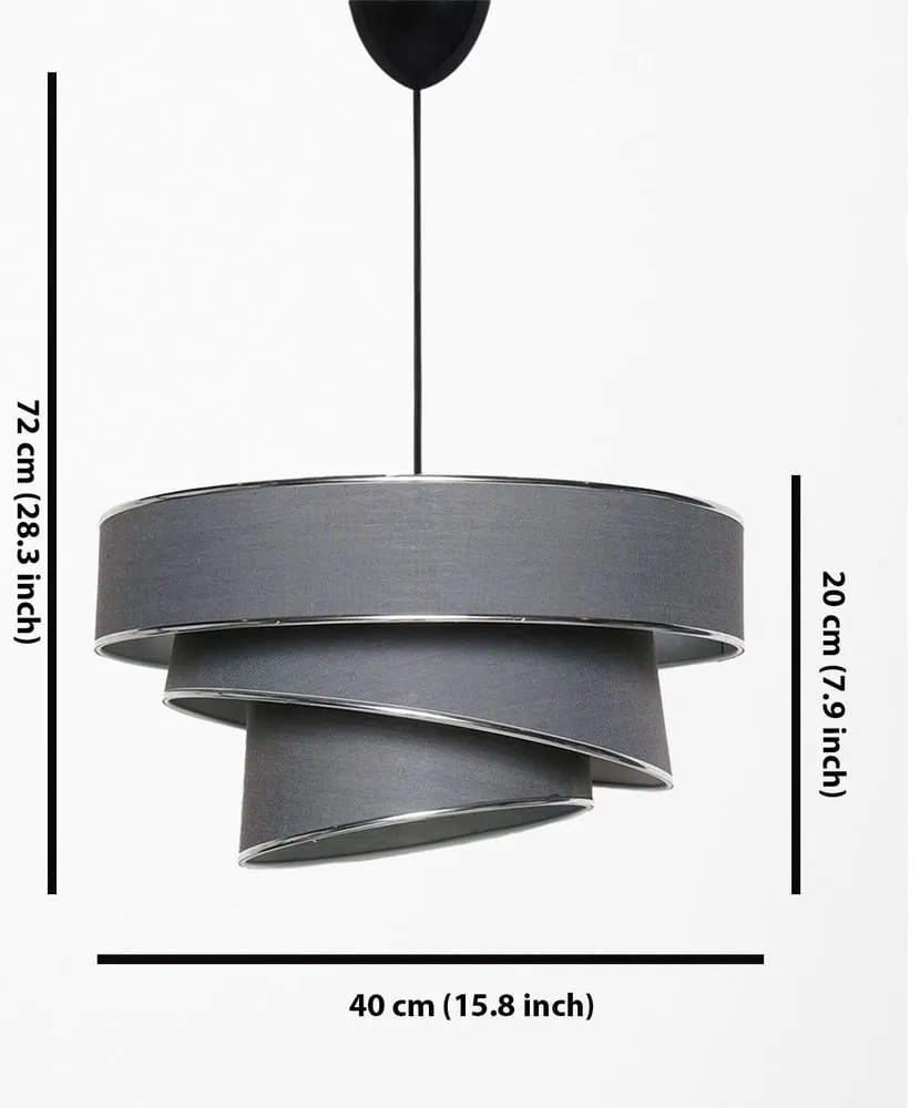 Антрацитно и сребристо висящо осветително тяло с текстилен абажур ø 40 cm Couper – Opviq lights