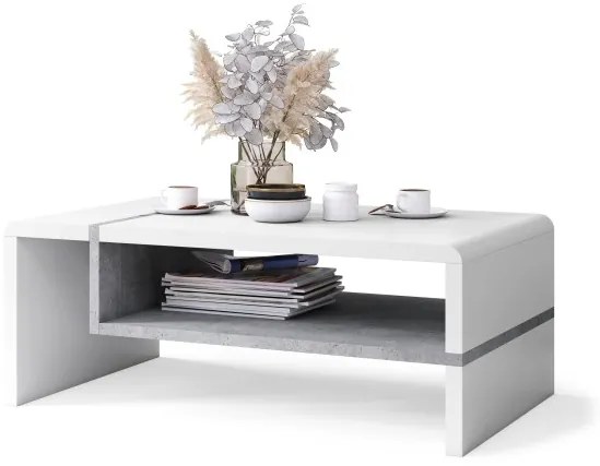 ФОЛК Бял/Бетон Милениум - МОДЕРНА ХОЛНА МАСА С РАФТ