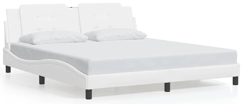 3208199 vidaXL Рамка за легло без матрак Zadar, бяла, 180x200 см, изкуствена кожа