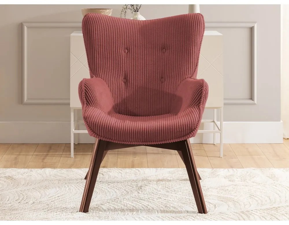 Червено кресло от рипсено кадифе Niko – Ropez