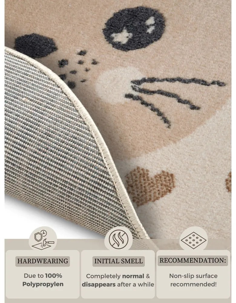 Бежов детски килим ø 100 cm Cat - Hanse Home
