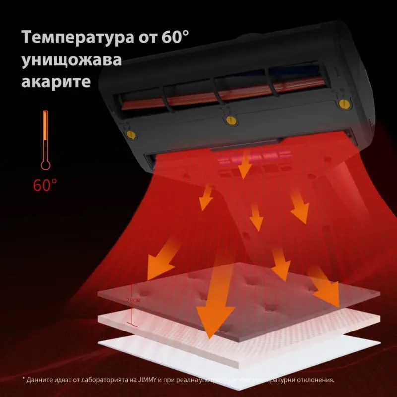 Прахосмукачка против акари JIMMY JV35, 700W, 16 000 Pa, Функция Тупане, Стерилизация чрез нагряване, 6 степенна филтрация, Сив