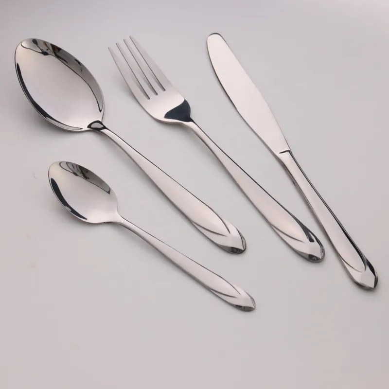 Комплект 24бр. прибори за хранене OEM GS-101332S2, За 6 души, Неръждаема стомана 410, Сребрист металик