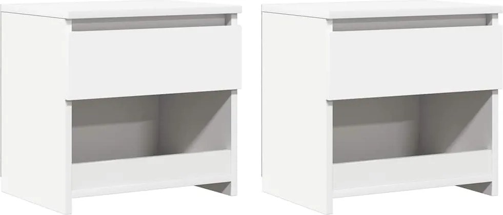 803444 vidaXL Нощни шкафчета, 2 бр, бели, 40x30x39 см, инженерно дърво