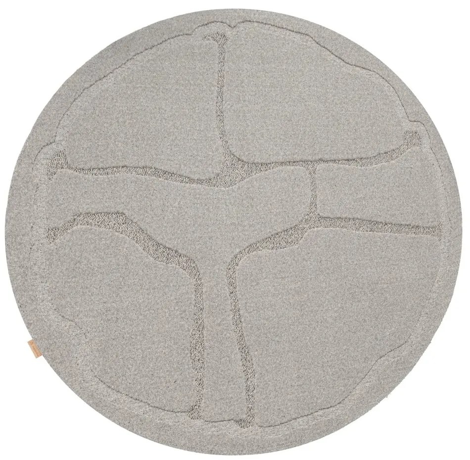 Сив вълнен кръгъл килим ø 133 cm Morphic Organica – Agnella