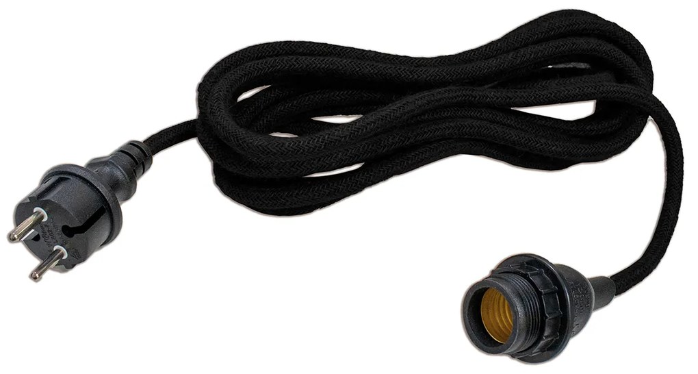 Черни лампички с щепсел и фасунга E27 5m IP54 - Arteixo