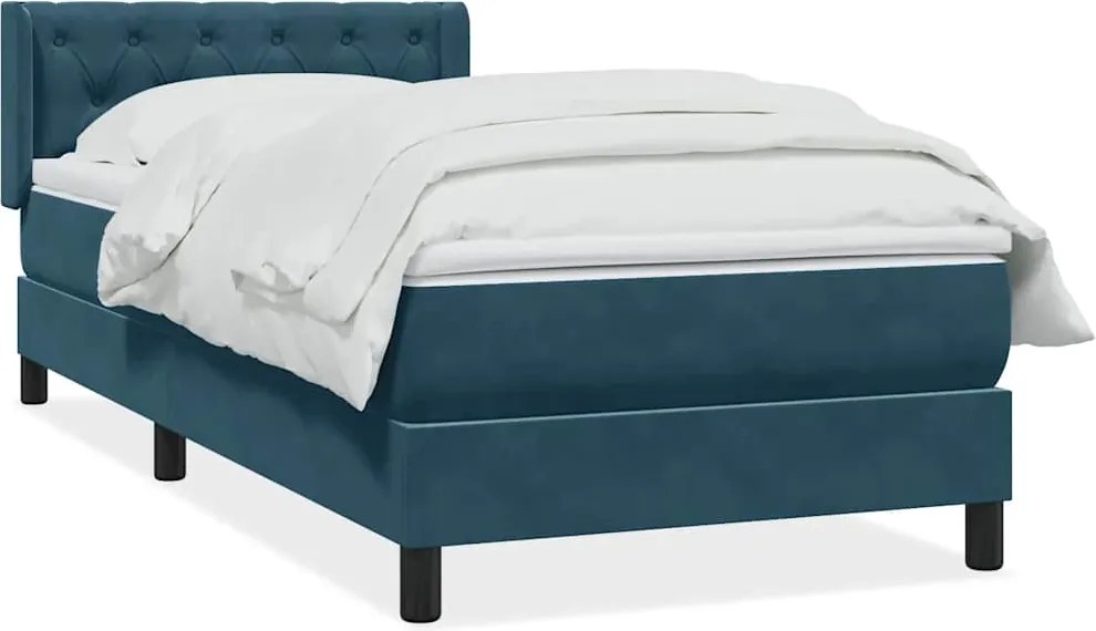 3318349 vidaXL Боксспринг легло с матрак, тъмносиньо, 80x210 cm, кадифе