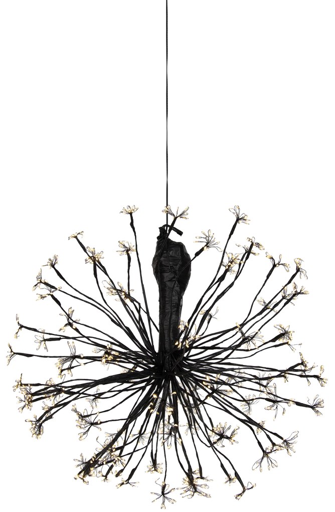 Коледна висяща лампа сфера черна 60 см вкл. LED с таймер IP44 - Nobu