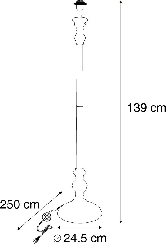 Класическа подова лампа черна без абажур - Classico