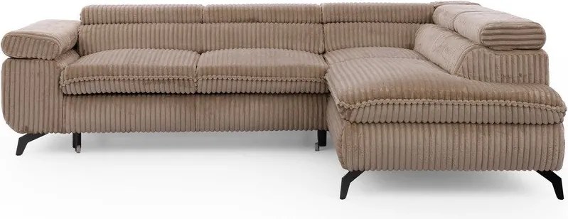 Кафяв ъглов диван от рипсено кадифе (десен ъгъл L форма) Marbeya – Ropez