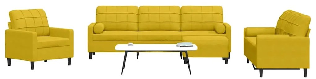 3278467 vidaXL Мека мебел от 4 части с възглавници и болстери жълт кадифе