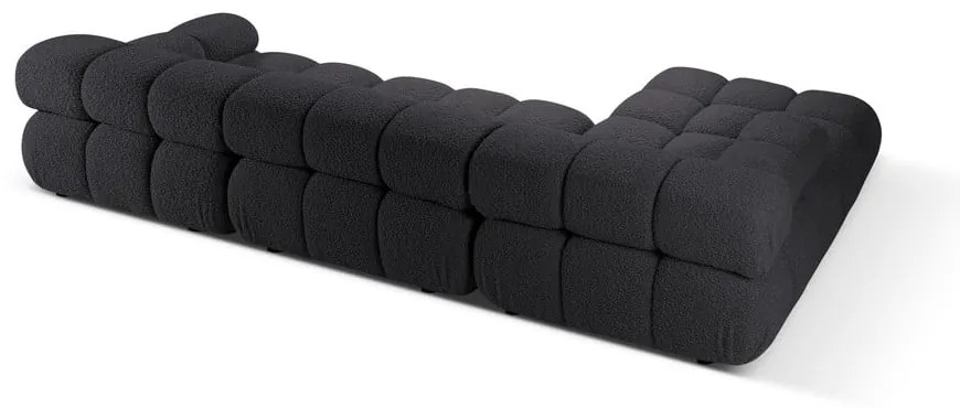 Антрацитен модулен ъглов диван от букле (ляв ъгъл) Bellis – Micadoni Home