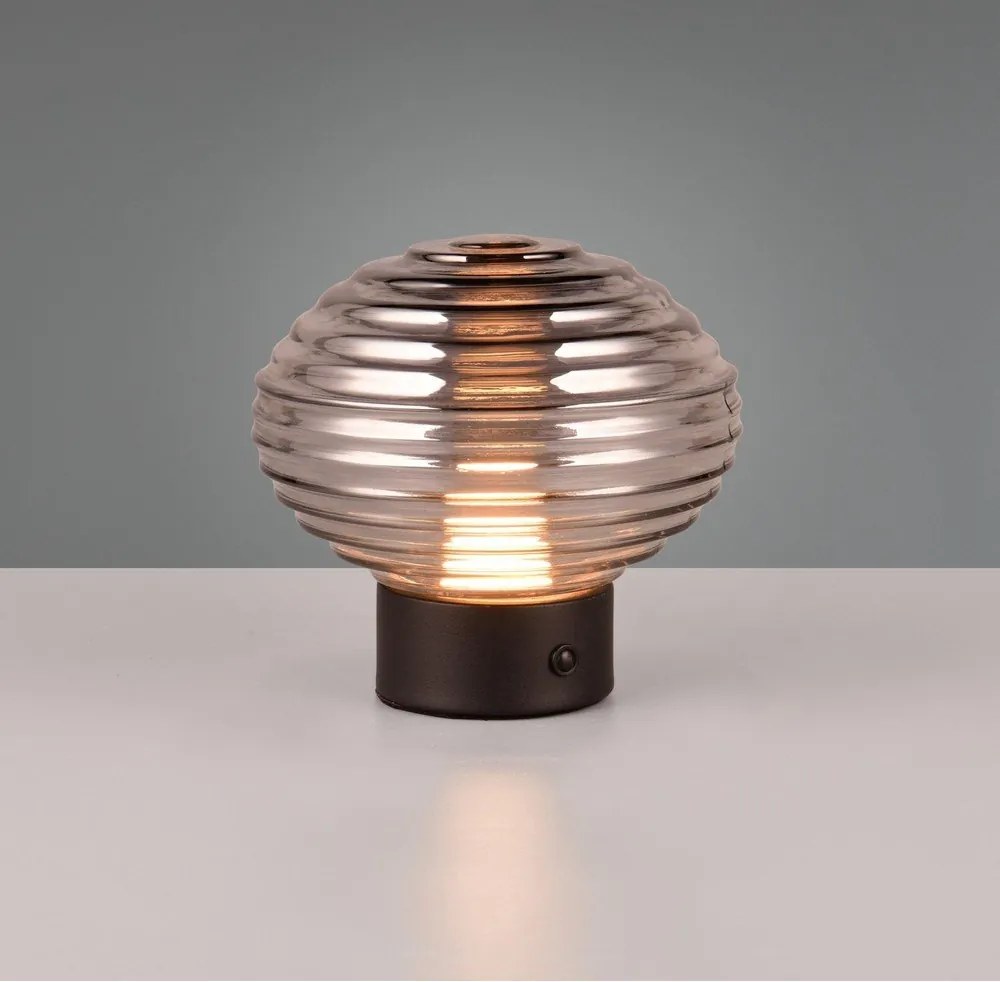 Черно-сива димируема настолна LED лампа със стъклен абажур (височина 14,5 cm) Earl - Reality