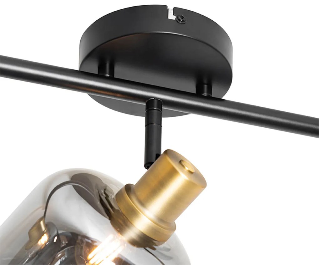 Интелигентен таванен прожектор черен с опушено стъкло овално с 3 Wifi P45 - Zuzanna