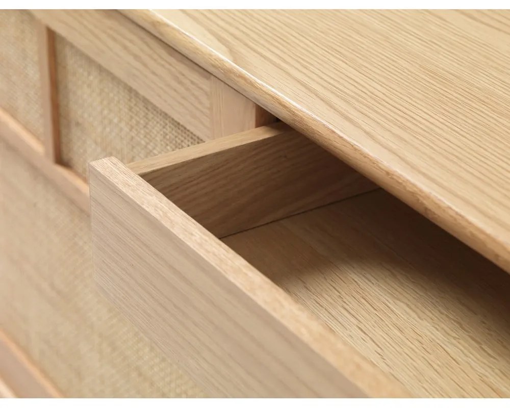 Нисък скрин от декор от дъб с плъзгащи се врати в естествен цвят 180x80 cm Barrali – Unique Furniture