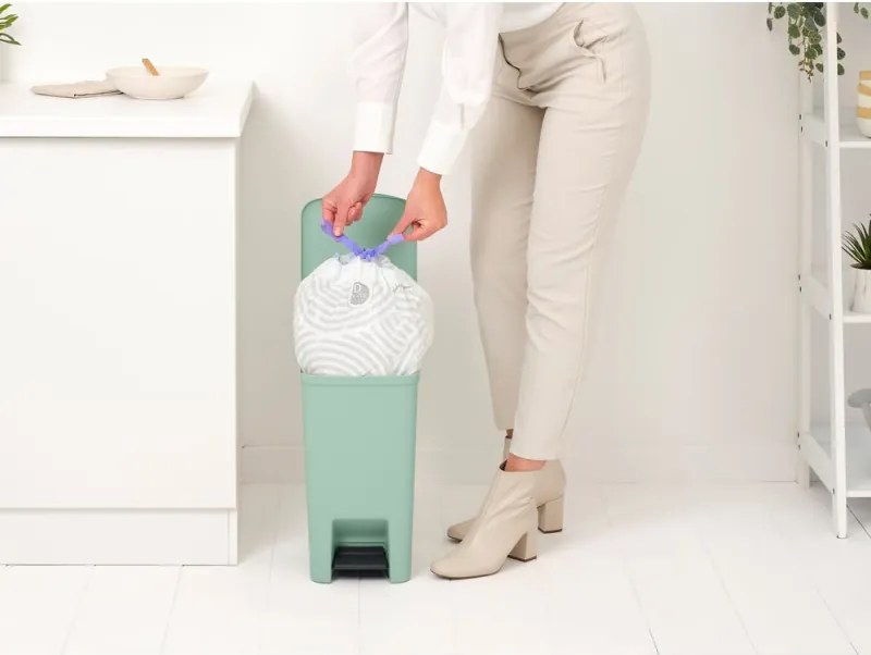 Кош за боклук с педал Brabantia StepUp 1008481, 16 л, Екологични материали, Голям отвор, Светлозелен