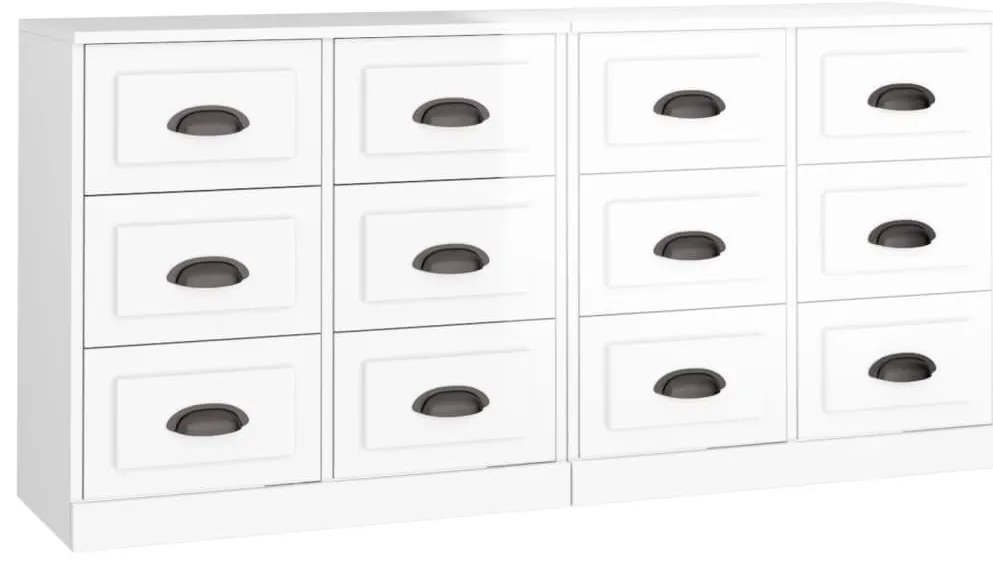 3185281 vidaXL Сайдборди, 2 бр, бял гланц, инженерно дърво