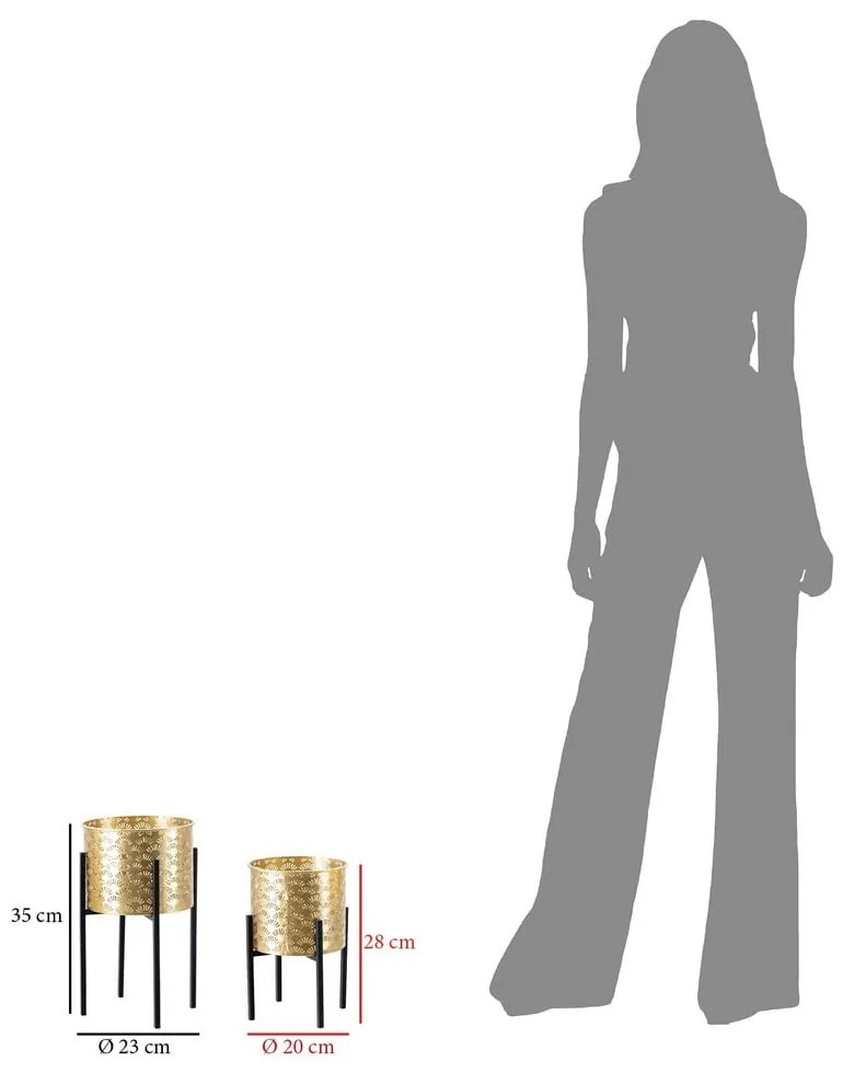 Комплект от 2 стойки за саксии в златисто, височина 38 cm Glissy - Mauro Ferretti