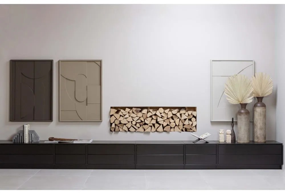 Черна модулна телевизионна масичка от борова дървесина 100x40 cm Finca - WOOOD