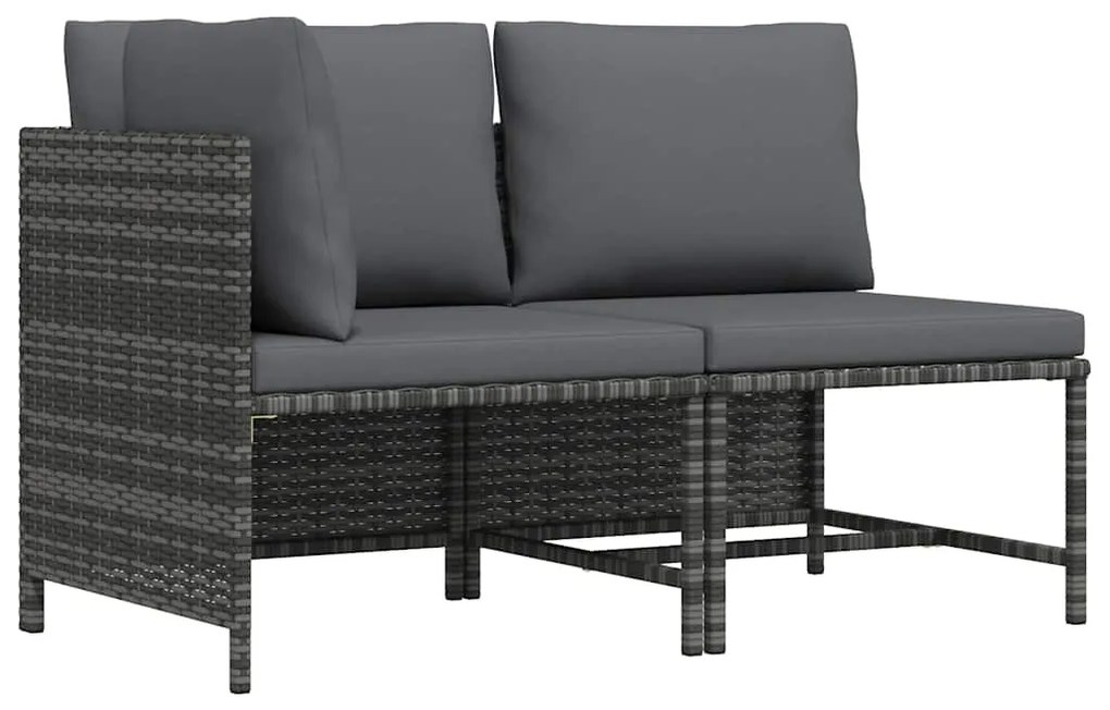 313506 vidaXL Градински комплект с възглавници, 2 части, полиратан, сив