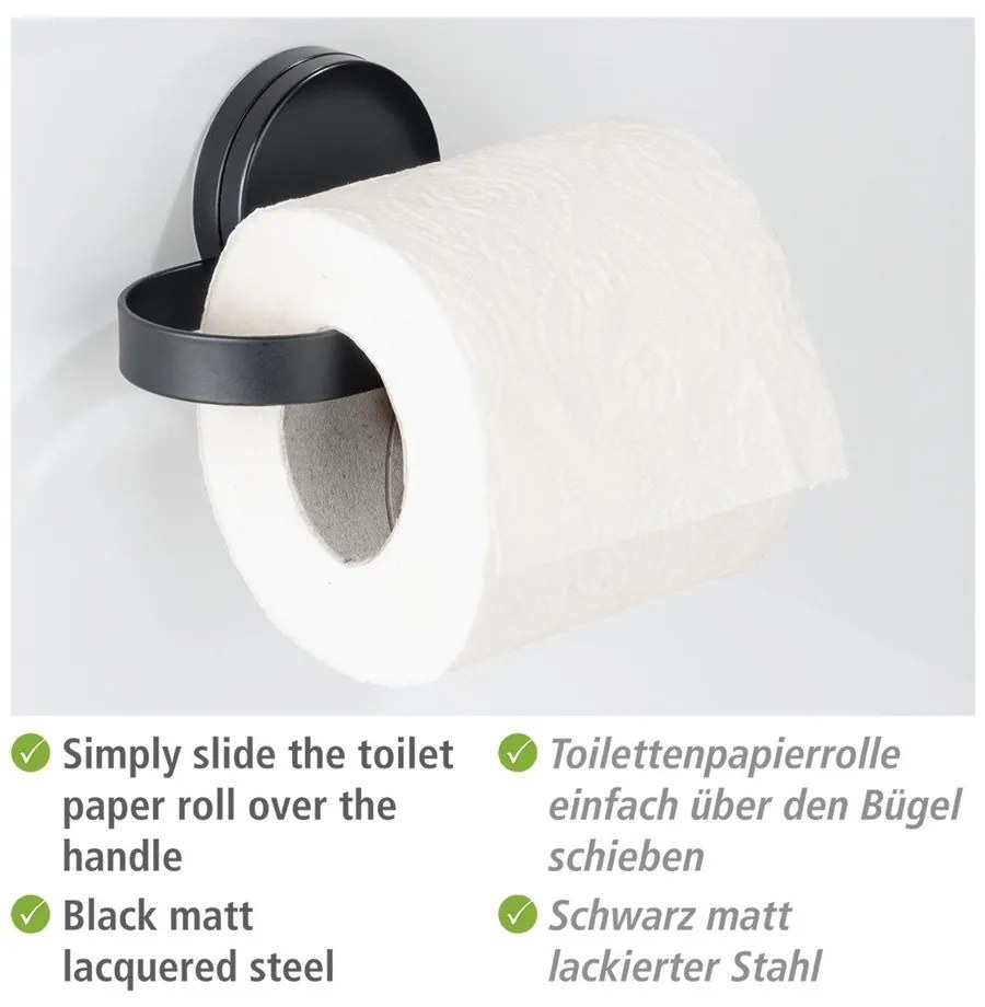 Черен държач за тоалетна хартия Static-Loc® Pavia - Wenko