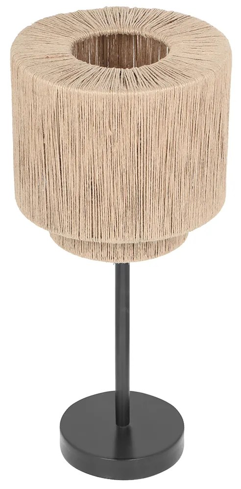 Japandi настолна лампа черна с кафяво въже - Smilla